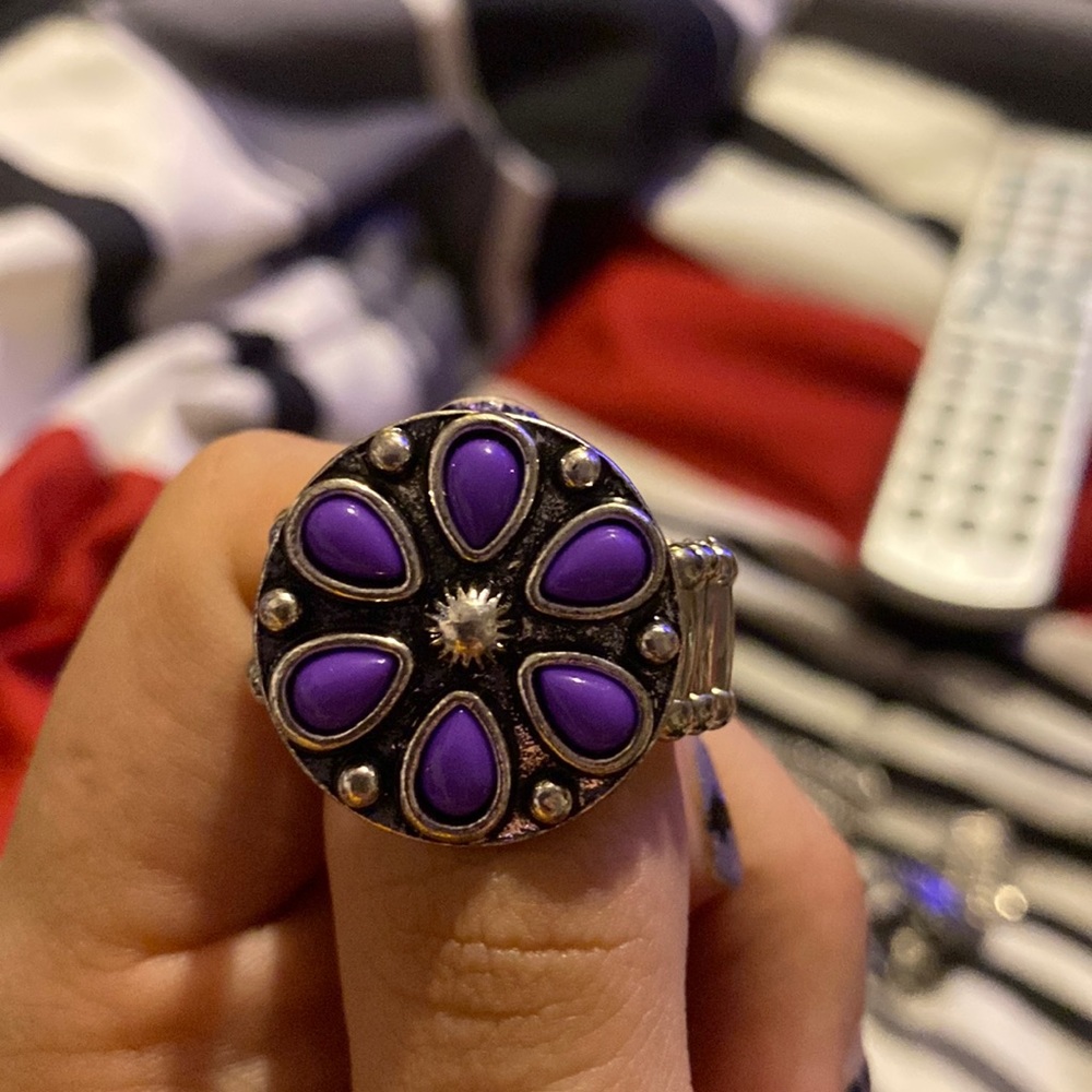 Circle Ring with Purple Stones
